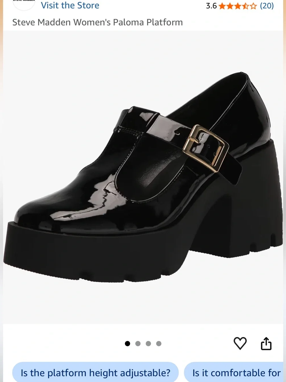 Steve Madden “Paloma” Black Patent Platform Mary Jane with Buckle